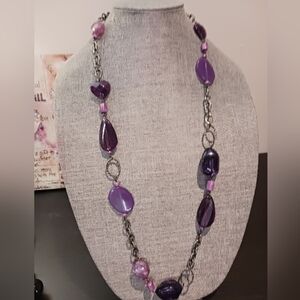 Long Faux Amethyst Necklace - Pre-loved (36")